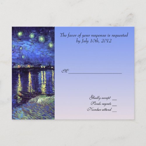 wedding acceptance card van gogh starry night invitation postcard
