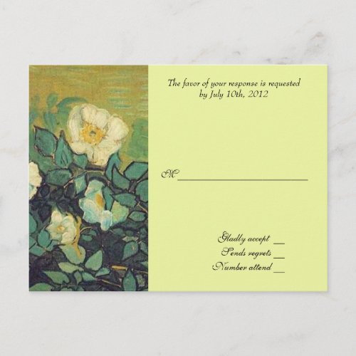 wedding acceptance card van gogh wid roses invitation postcard