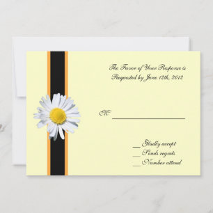 wedding acceptance card, white daisy flower invitation