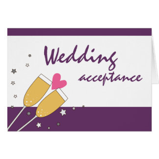 Wedding Acceptance Champagne Toast- Purple Cards