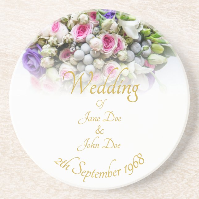 Wedding Accessories - Bride with colorful wedding Coaster (Front)