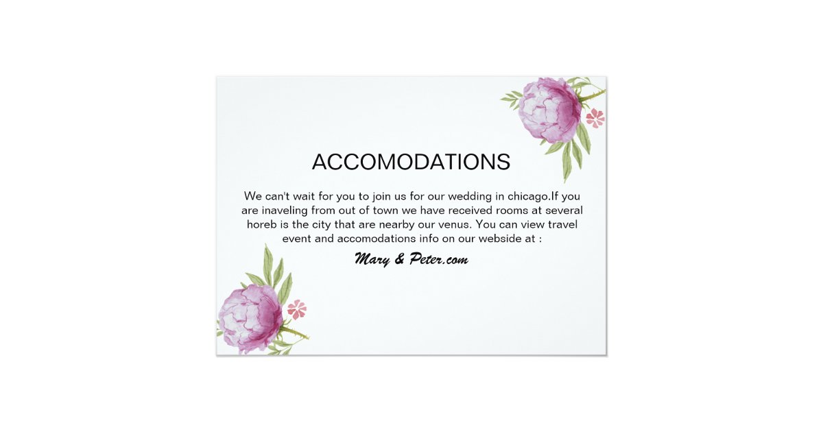 Wedding Accommodation Card | Zazzle.com