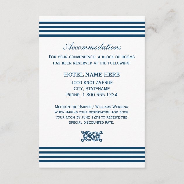 Wedding Accommodation Card | Nautical Stripes