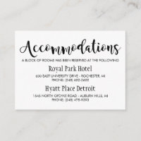 Wedding Accommodations Card | Black Script