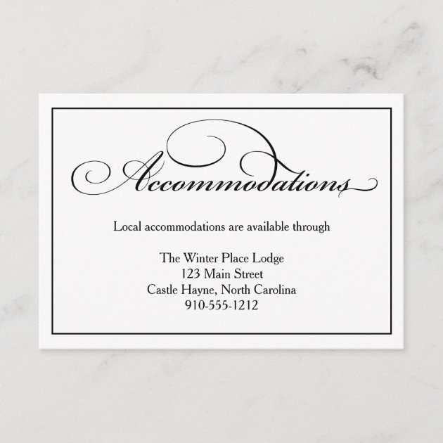 Wedding Accommodations Details Card