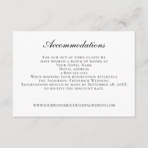  Wedding Accommodations QR code Wedding Website  Enclosure Card