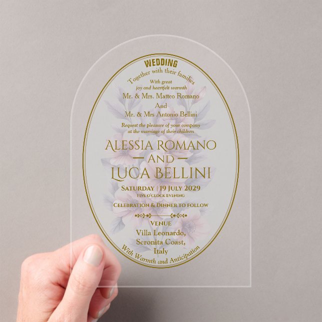 Wedding Acrylic Floral Elegant Minimalist Invitations (Insitu (Handheld))