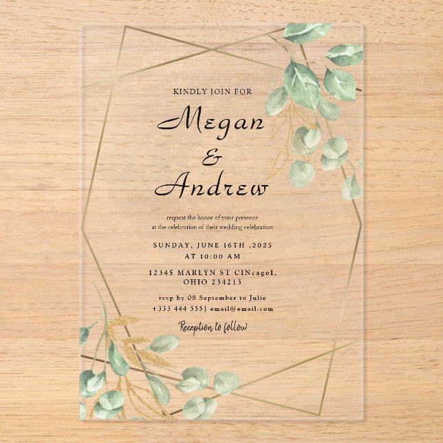 WEDDING Acrylic Invitations (Front)