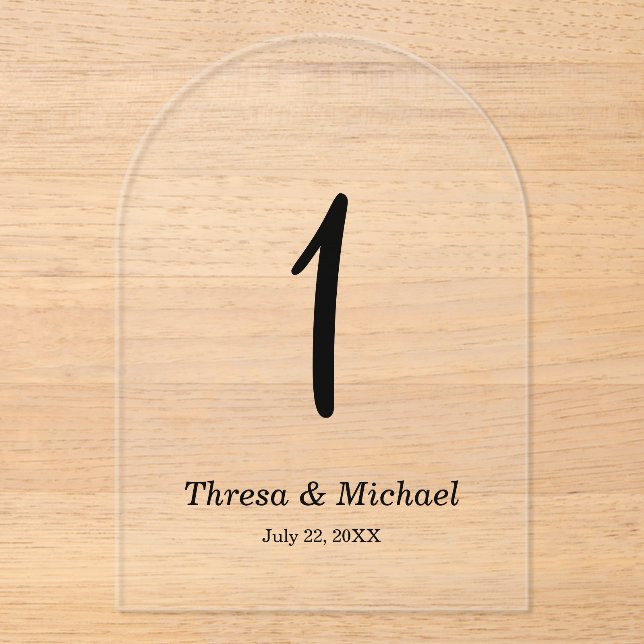 Wedding Acrylic Table Number Sign (Front)
