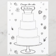Wedding Activity Colouring Design Cake Page