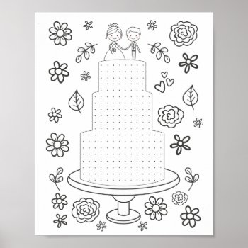 Wedding Activity Dot Game Coloring Page Poster by LaurEvansDesign at Zazzle