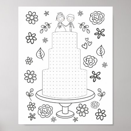 Wedding Activity Dot Game Coloring Page Poster