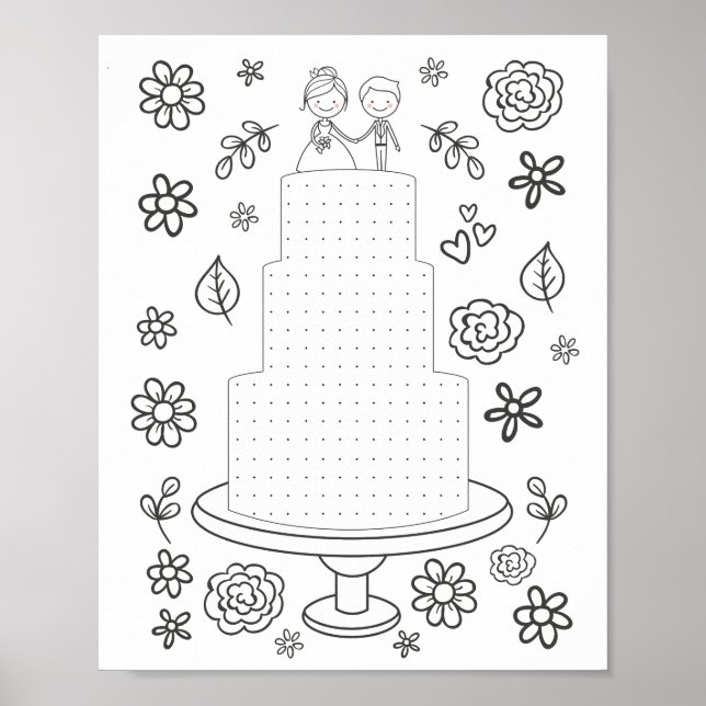 Wedding Activity Dot Game Coloring Page Poster (Front)