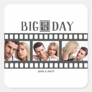 Wedding Add 3 Photos Fun Film Square Sticker