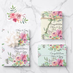 Wedding Add Names Floral Watercolor 3 Pretty Wrapping Paper Sheets<br><div class="desc">Wedding Add Names Floral Watercolor 3 Pretty Wrapping Paper Sheets</div>