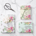 Wedding Add Names Floral Watercolor 3 Pretty Wrapping Paper Sheets<br><div class="desc">Wedding Add Names Floral Watercolor 3 Pretty Wrapping Paper Sheets</div>