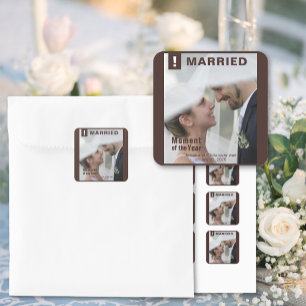 Wedding Add Photo Fun Magazine Cover Square Sticker