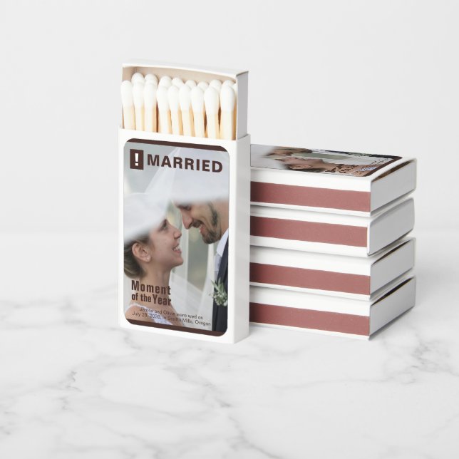 Wedding Add Photo Magazine Cover Matchboxes (Stacked)
