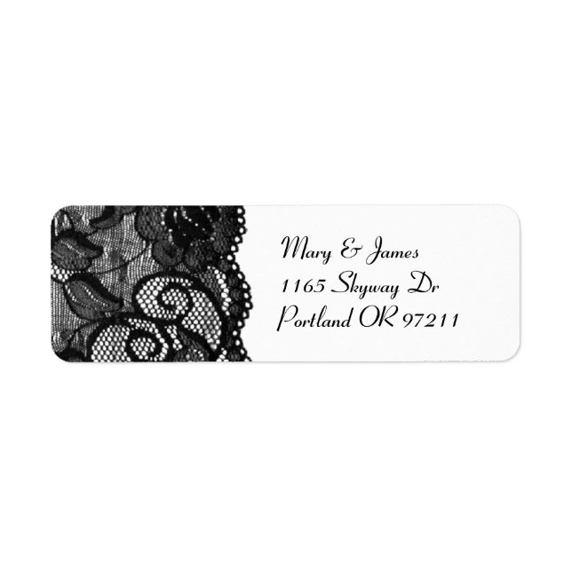 Wedding Address Elegant Vintage Black Lace Label (Front)