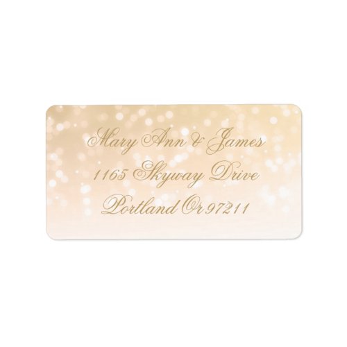 Wedding Address Gold Bokeh Sparkle Lights Label