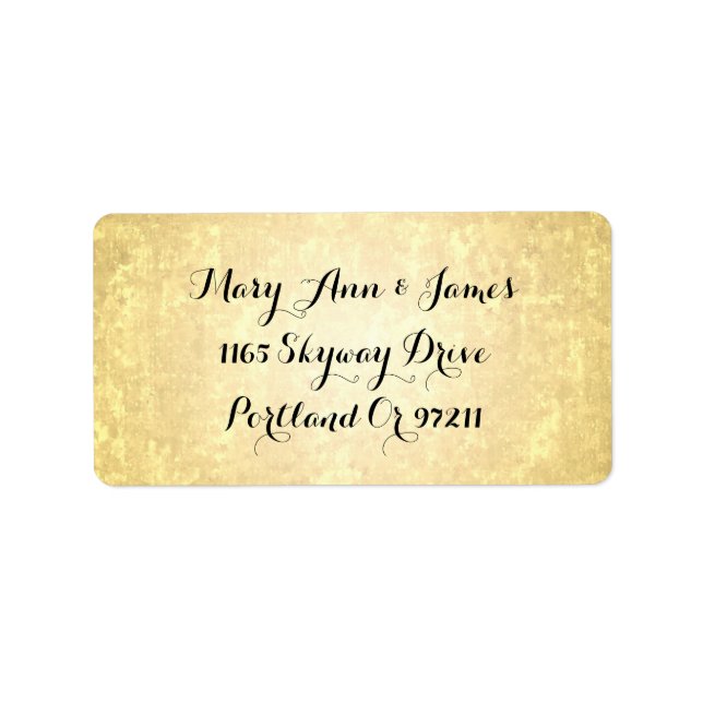 Wedding Address Gold Foil Look Stars Confetti Label (Front)