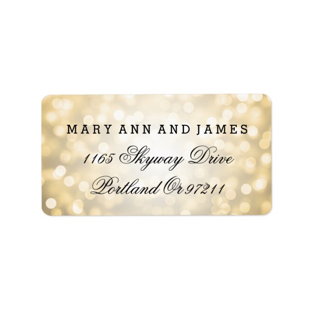 Wedding Address Gold Glitter Lights Label