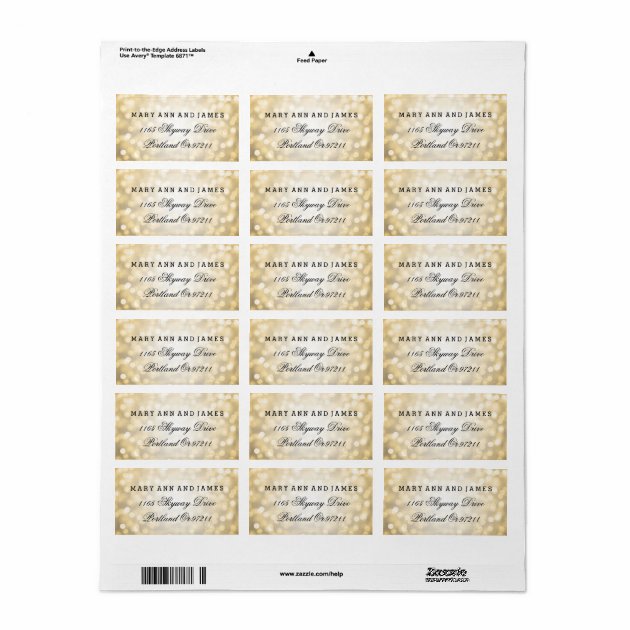 Wedding Address Gold Glitter Lights Label