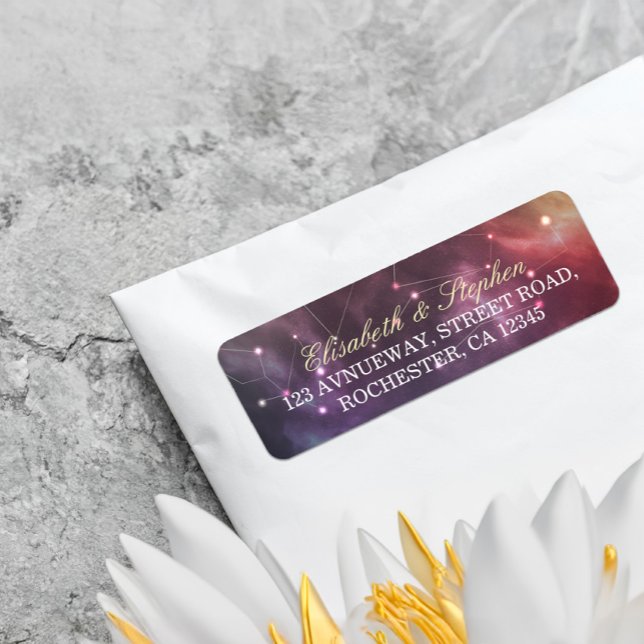 Wedding Address Gorgeous Star Nebula Constellation Label (Creator Uploaded)