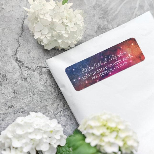Wedding Address Gorgeous Star Nebula Constellation Label (Creator Uploaded)