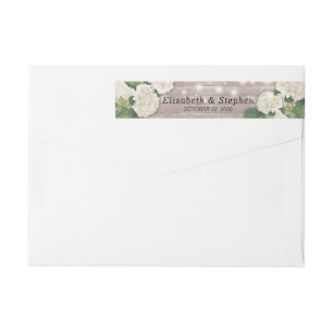 Wedding Address Hydrangea Flower Wood String Light Wrap Around Label