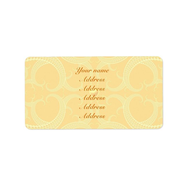 Wedding Address Label - Cream Ivory Gold Pattern (Front)