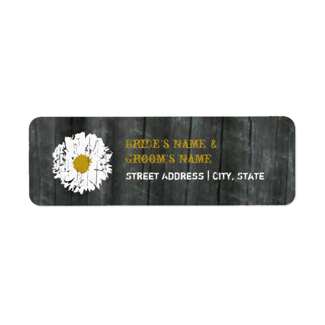 Wedding Address Label - Daisy and Barnwood (Front)