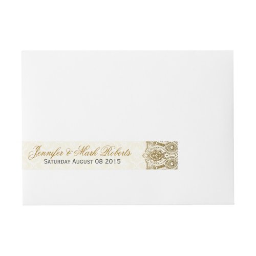 Wedding Address Label Gold Lace 2 Beige Damasks