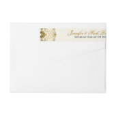 Wedding Address Label Gold Swirls Beige Damasks (Back)
