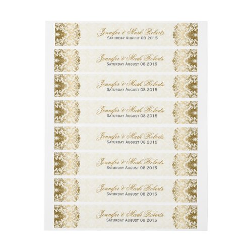 Wedding Address Label Gold Swirls Beige Damasks