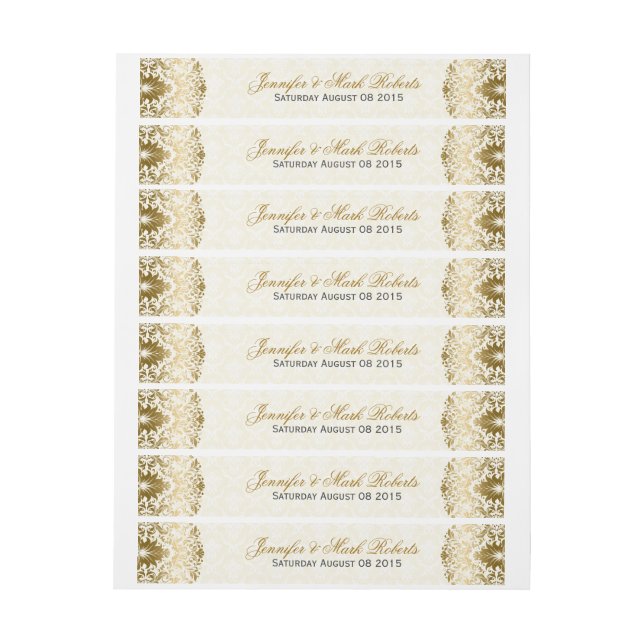 Wedding Address Label Gold Swirls Beige Damasks (Sheet)