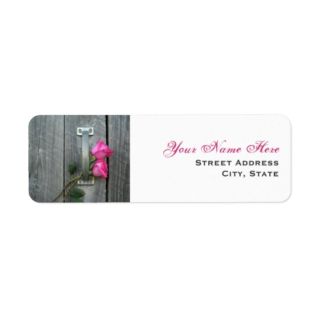 Wedding Address Label - Hot Pink Roses & Barn Door (Front)