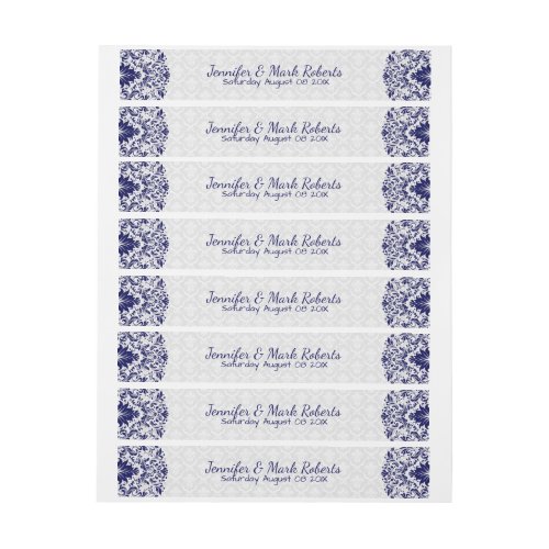 Wedding Address Label Navy Blue  White Lace