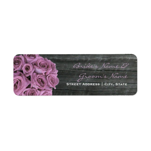Wedding Address Label - Roses & Barnwood (Front)