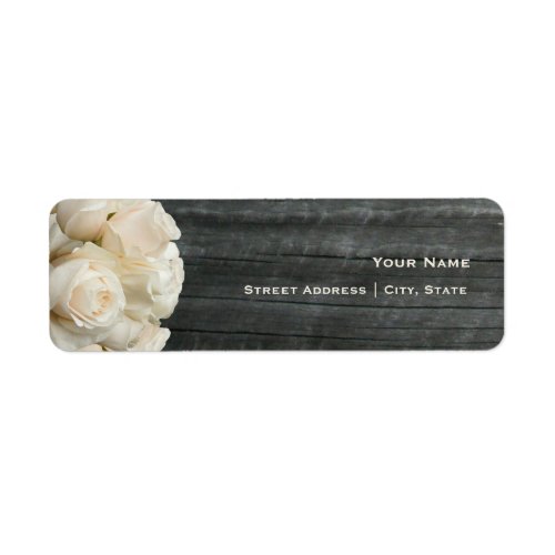 Wedding Address Label _ White Roses  Barnwood