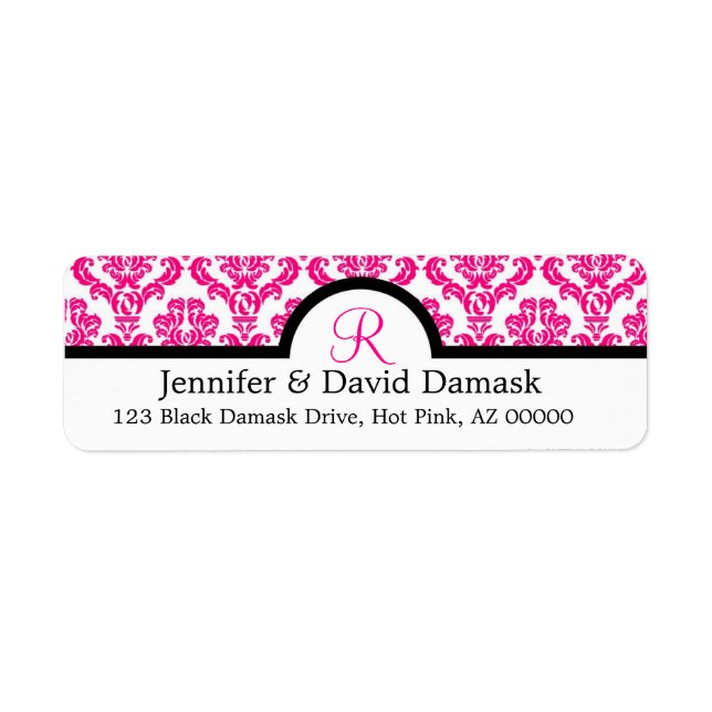 Wedding Address Labels Damask Monogram (Front)