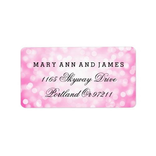 Wedding Address Pink Glitter Lights Label