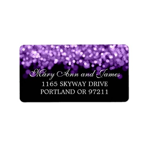Wedding Address Purple Lights Label