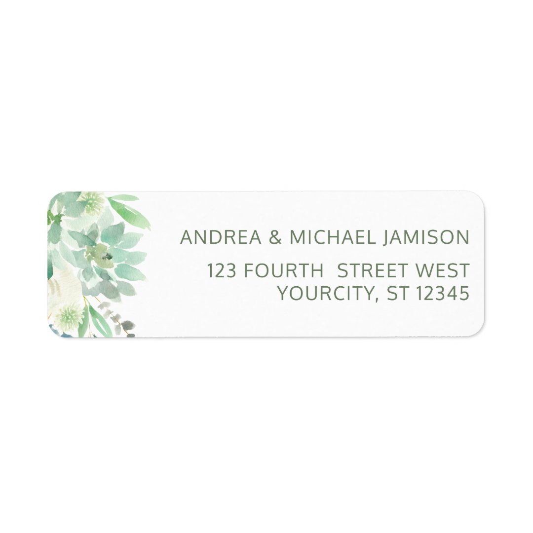 Wedding Address Succulent Watercolor Greenery Label | Zazzle