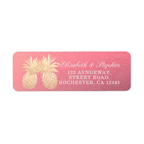 Wedding Address Vintage Gold Foil Pineapple Couple Label