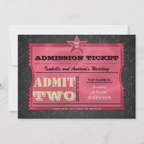 Wedding Admission Ticket Invite