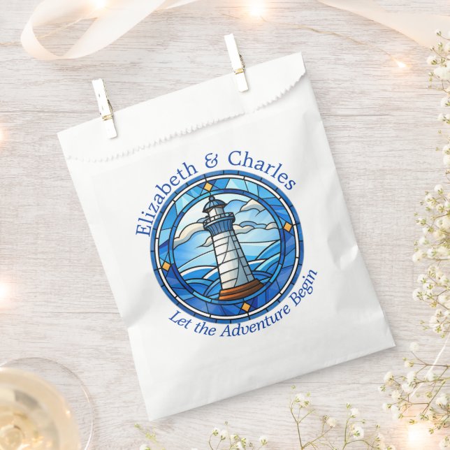 Wedding Adventure Lighthouse Sailing Nautical Favor Bag (Clipped)