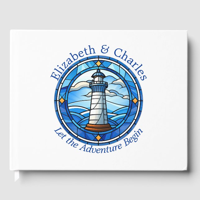 Wedding Adventure Lighthouse Sailing Nautical Guest Book (Front)