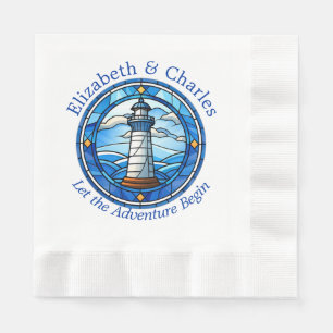Wedding Adventure Lighthouse Sailing Nautical Napkins