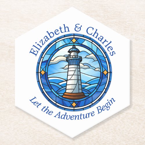 Wedding Adventure Lighthouse Sailing Nautical Paper Coaster
